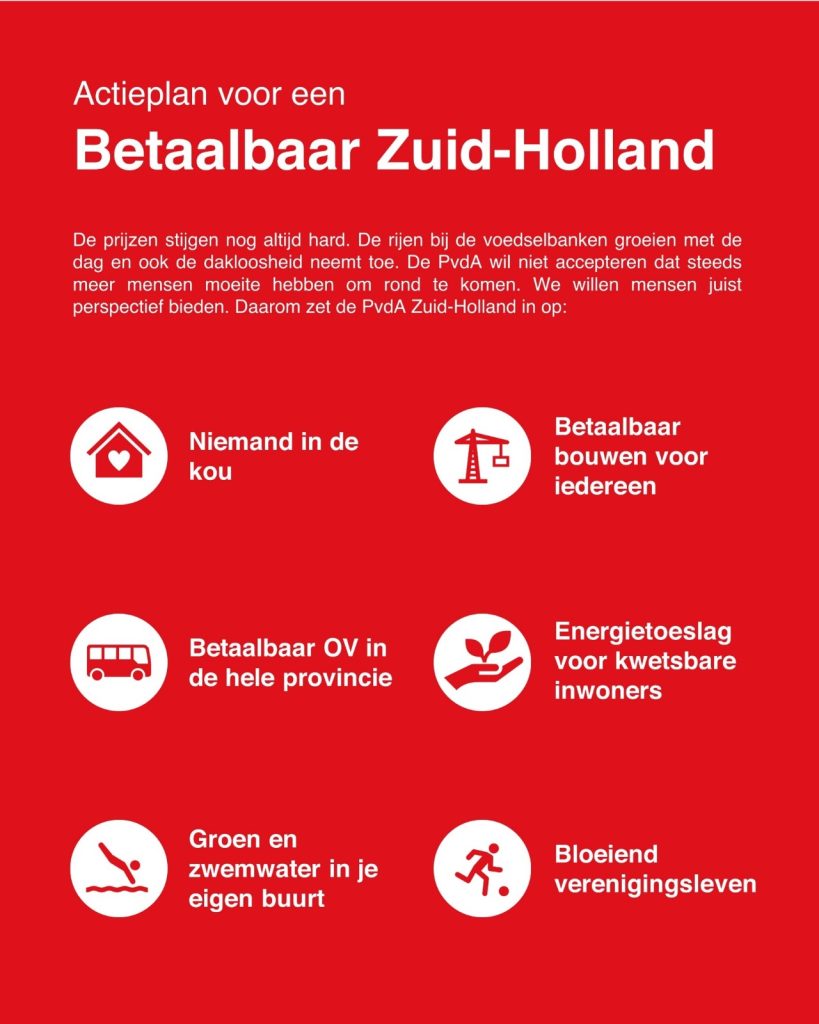 PvdA Actieplan voor Betaalbaar Zuid-Holland